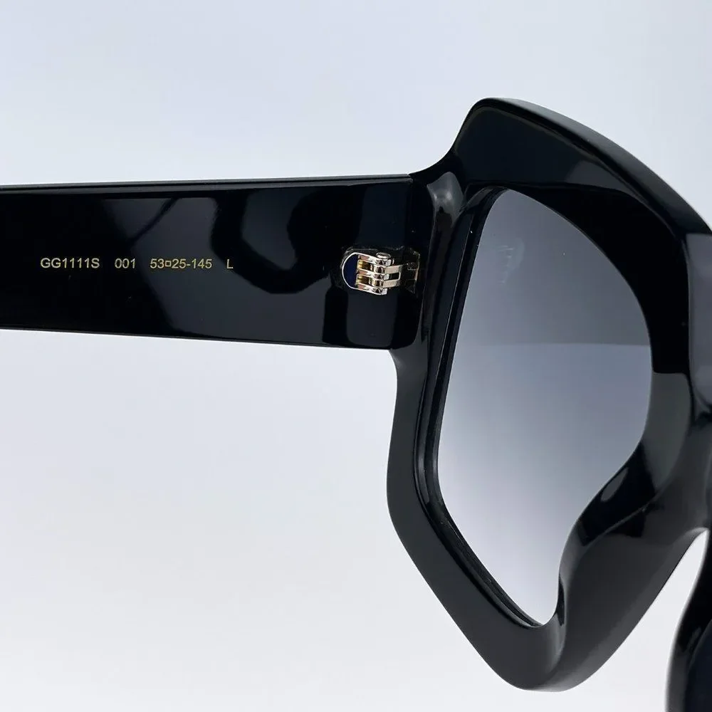 Gucci GG1111S 001 Sunglasses Black Grey Gradient Square Unisex